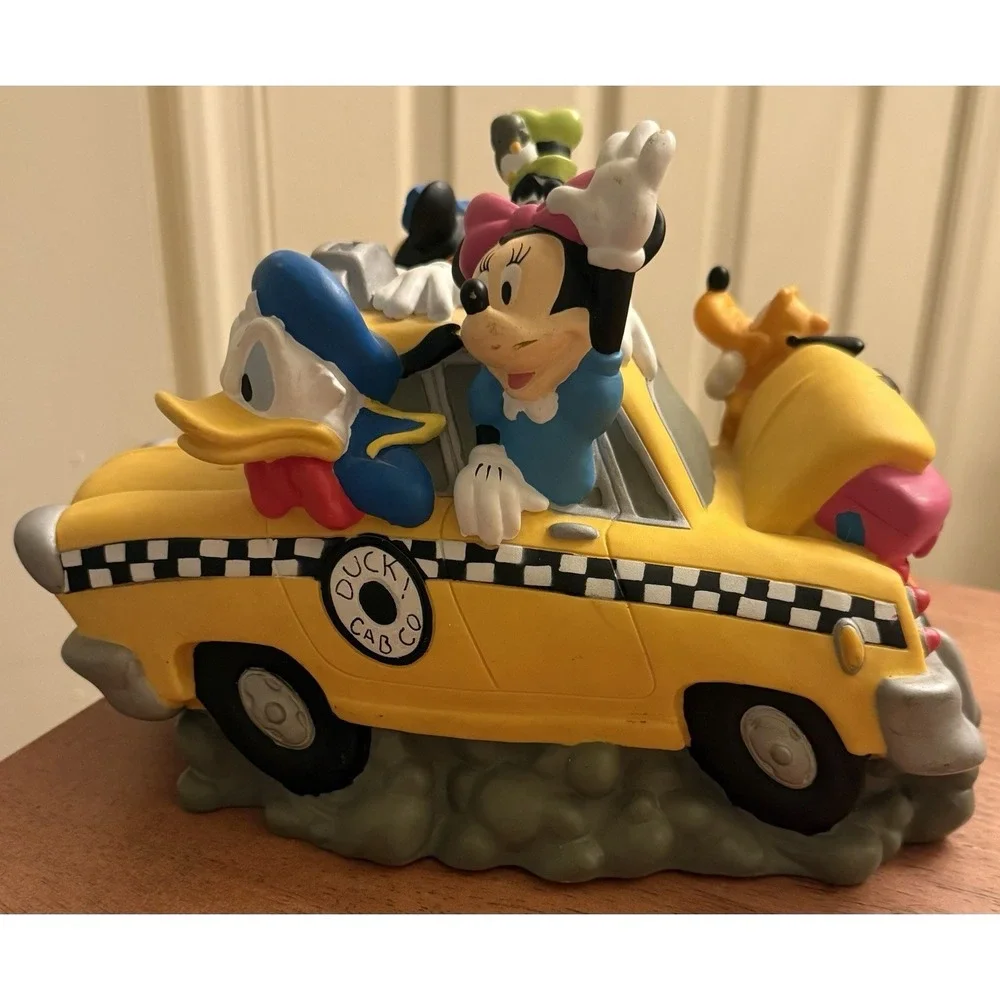 Disney Mickey‎ Mouse & Friends Coin Piggy Bank Taxi Cab Fab 5 Five Yellow Car